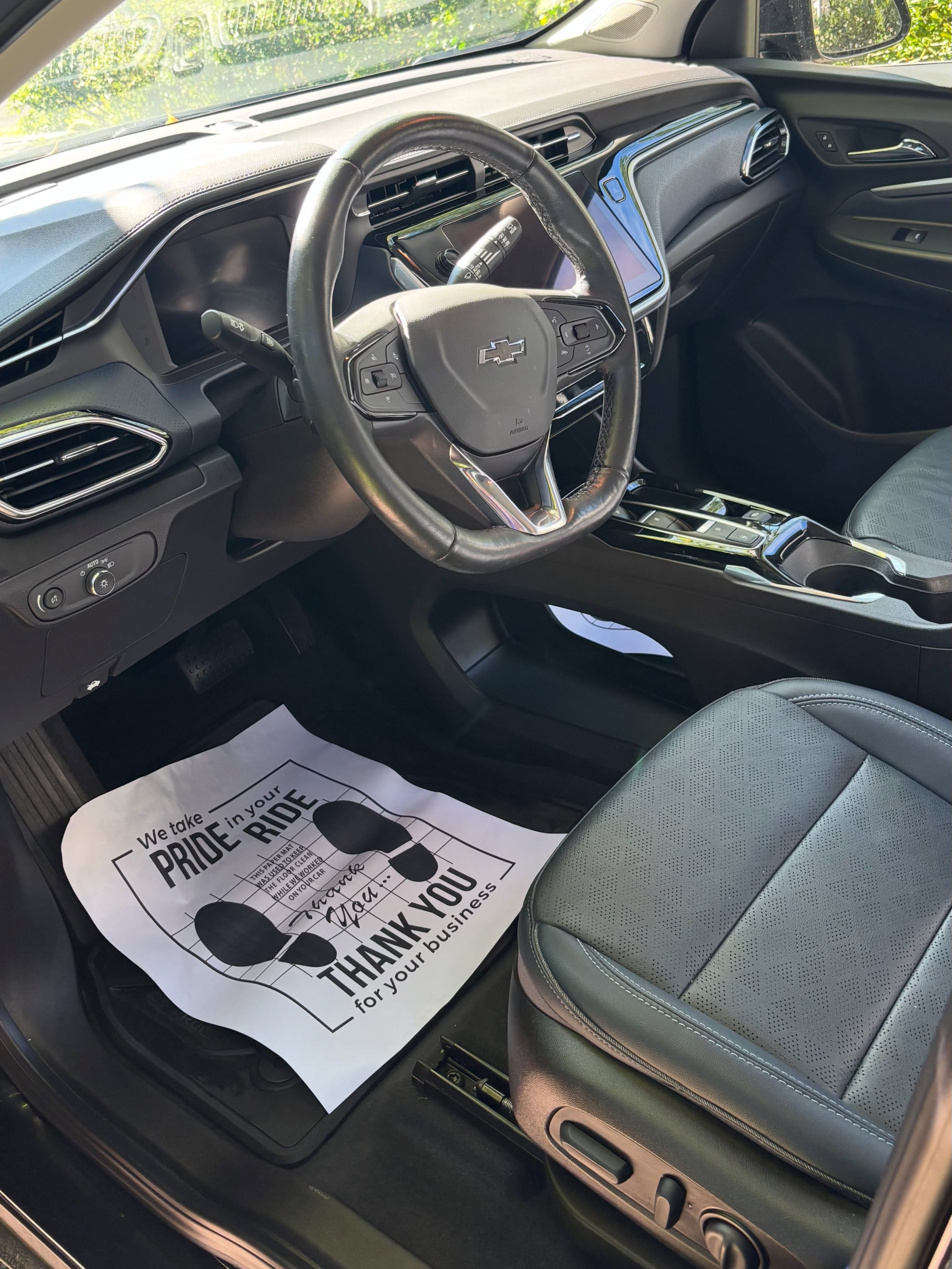 Clean Chevrolet interior with TrueShine thank-you floor mat